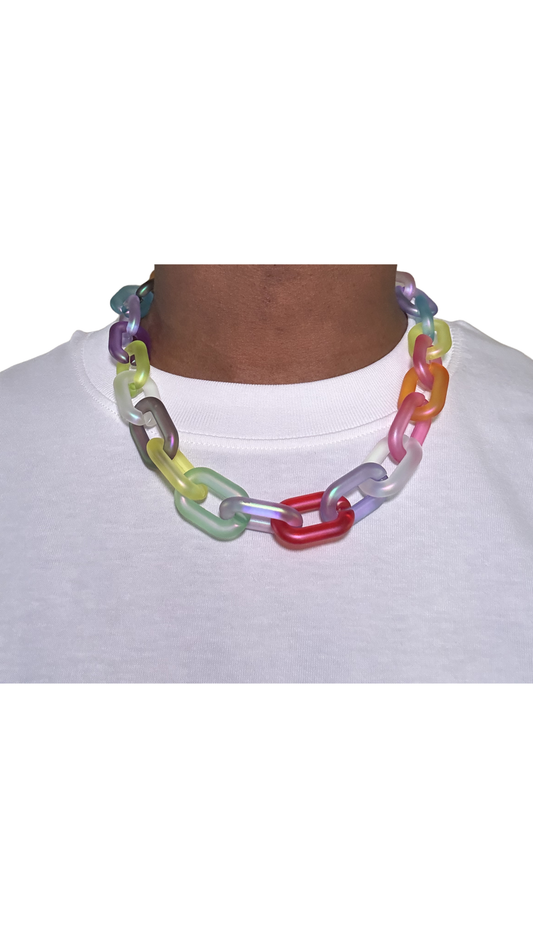 Dead Future® Resistance Chain – Frosted Multi-Color Acrylic Necklace
